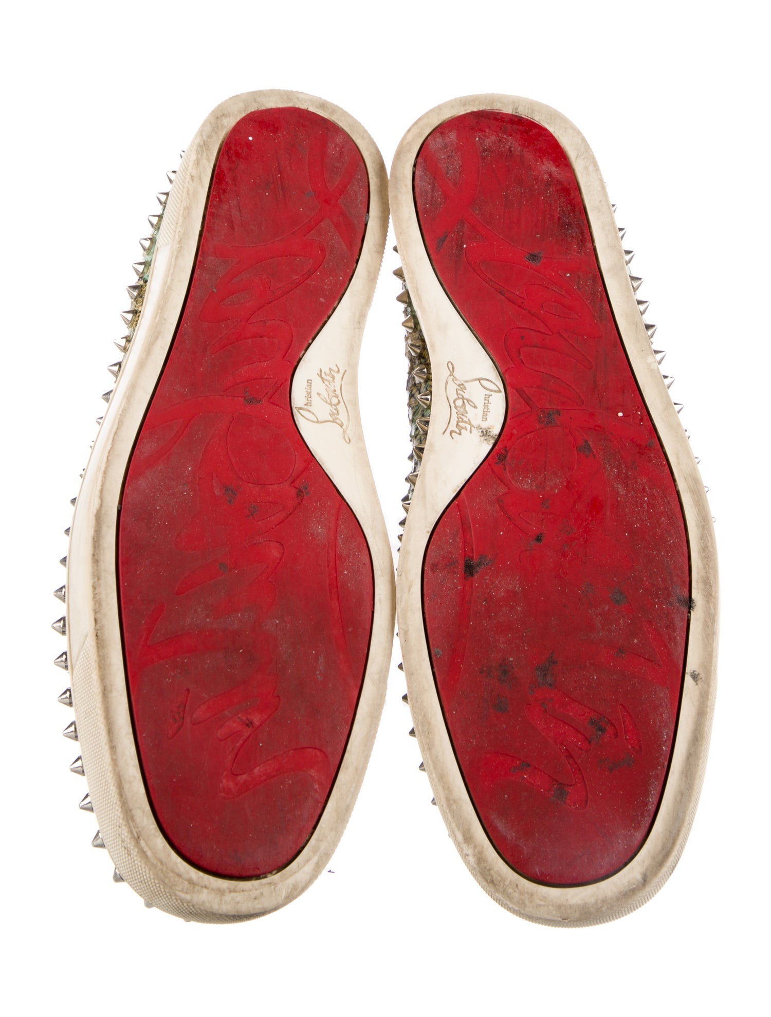 Christian Louboutin Spike Accents Snakeskin Sneakers